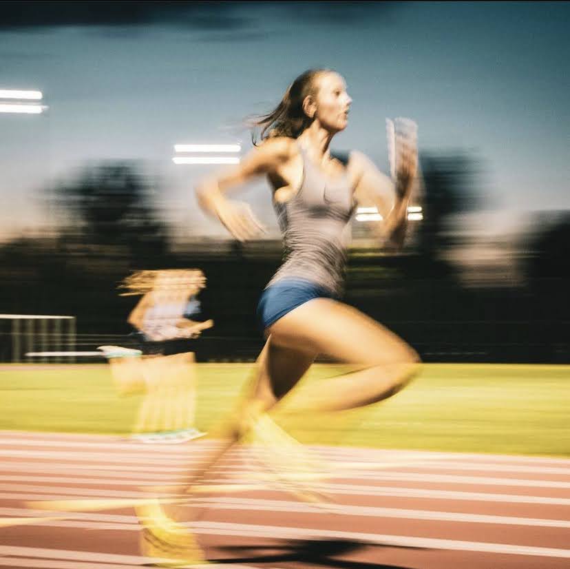 Audrey running on track