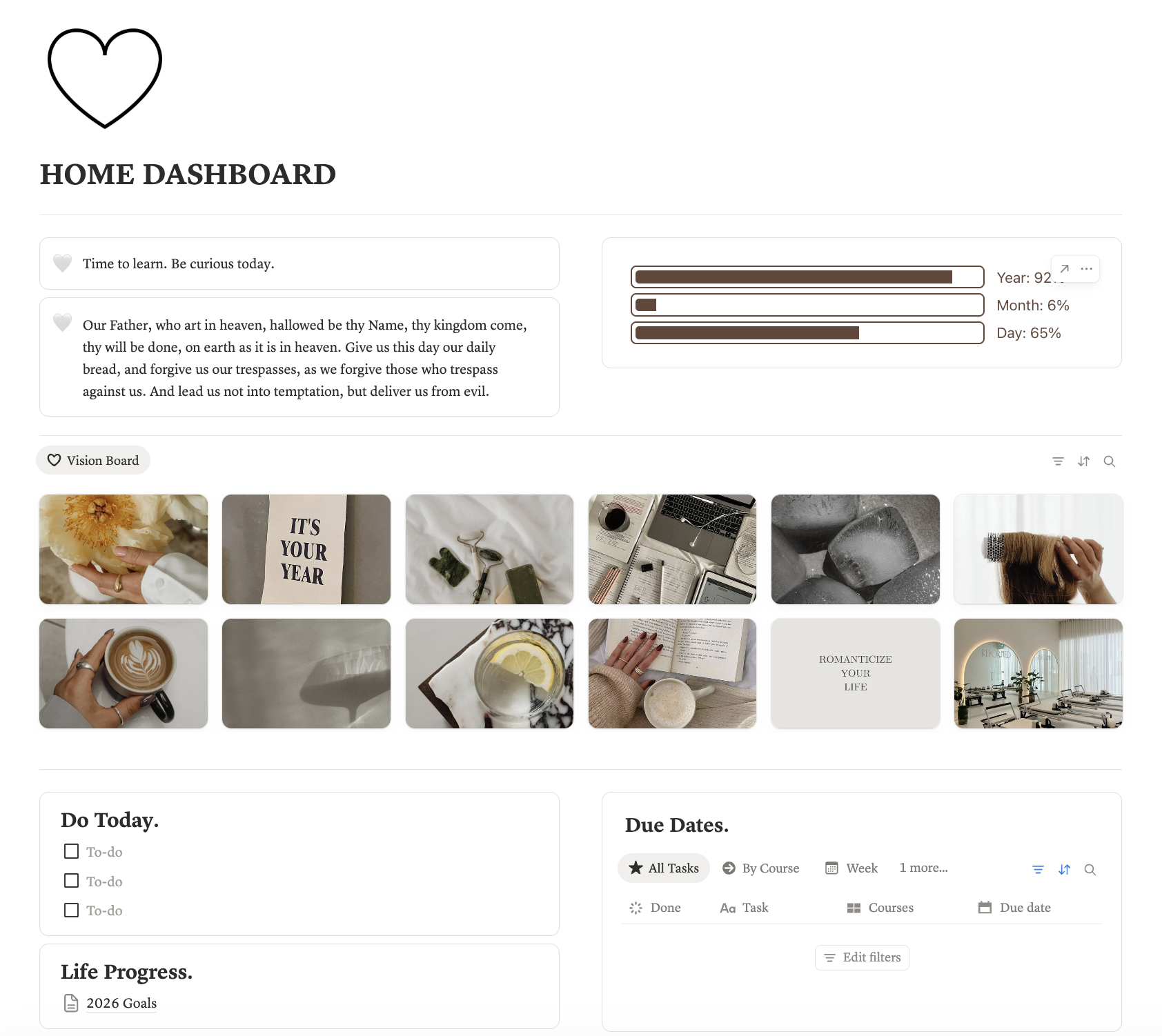 Notion Home Dashboard